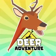 A nimble deer explores a vibrant town in Deer Adventure, an open-world adventure game.